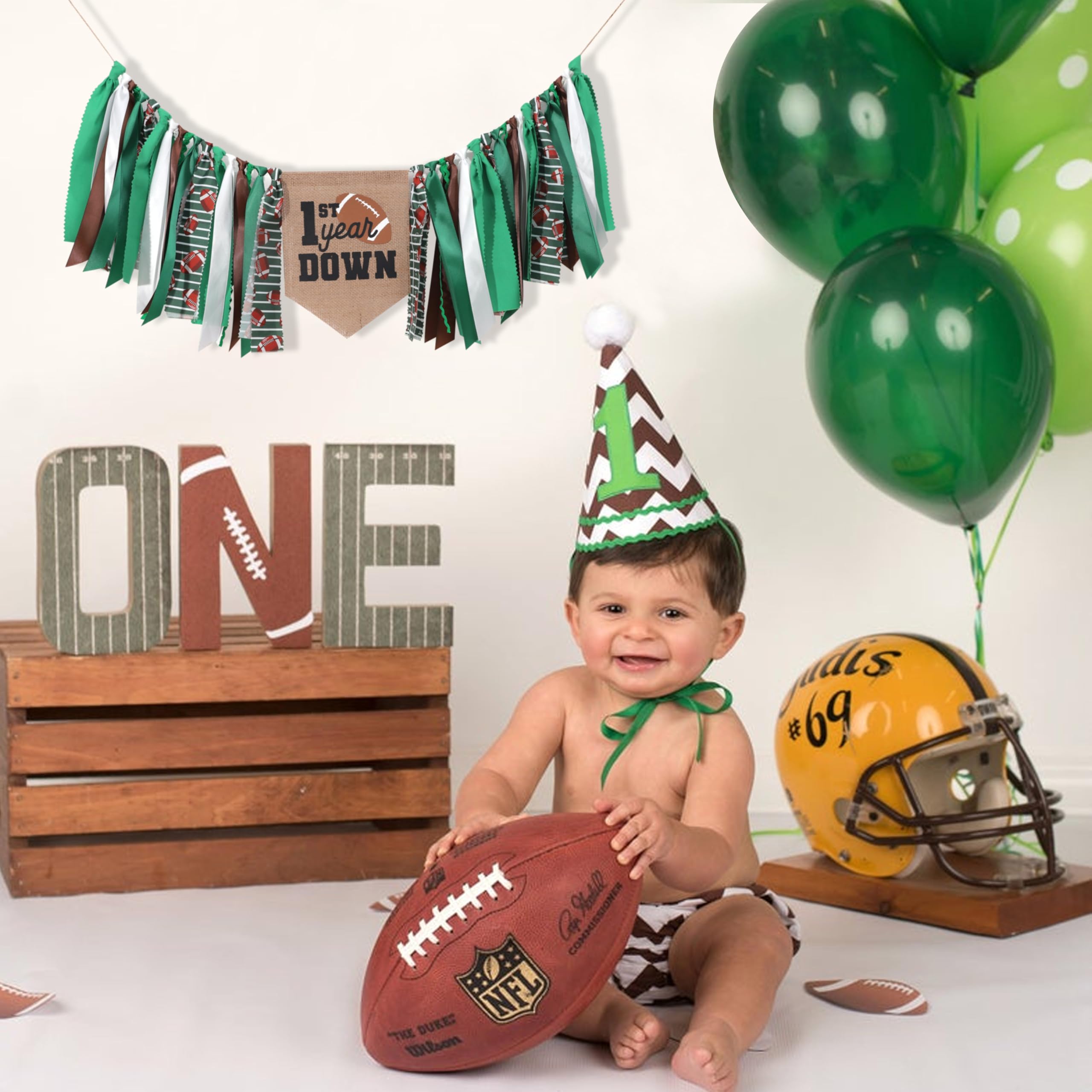 TUTOTU football 1st birthday decor banner enhances party visuals