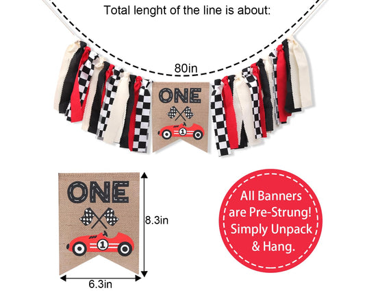 TUTOTU Race Car banner decorates walls or ceilings for exciting party vibes.