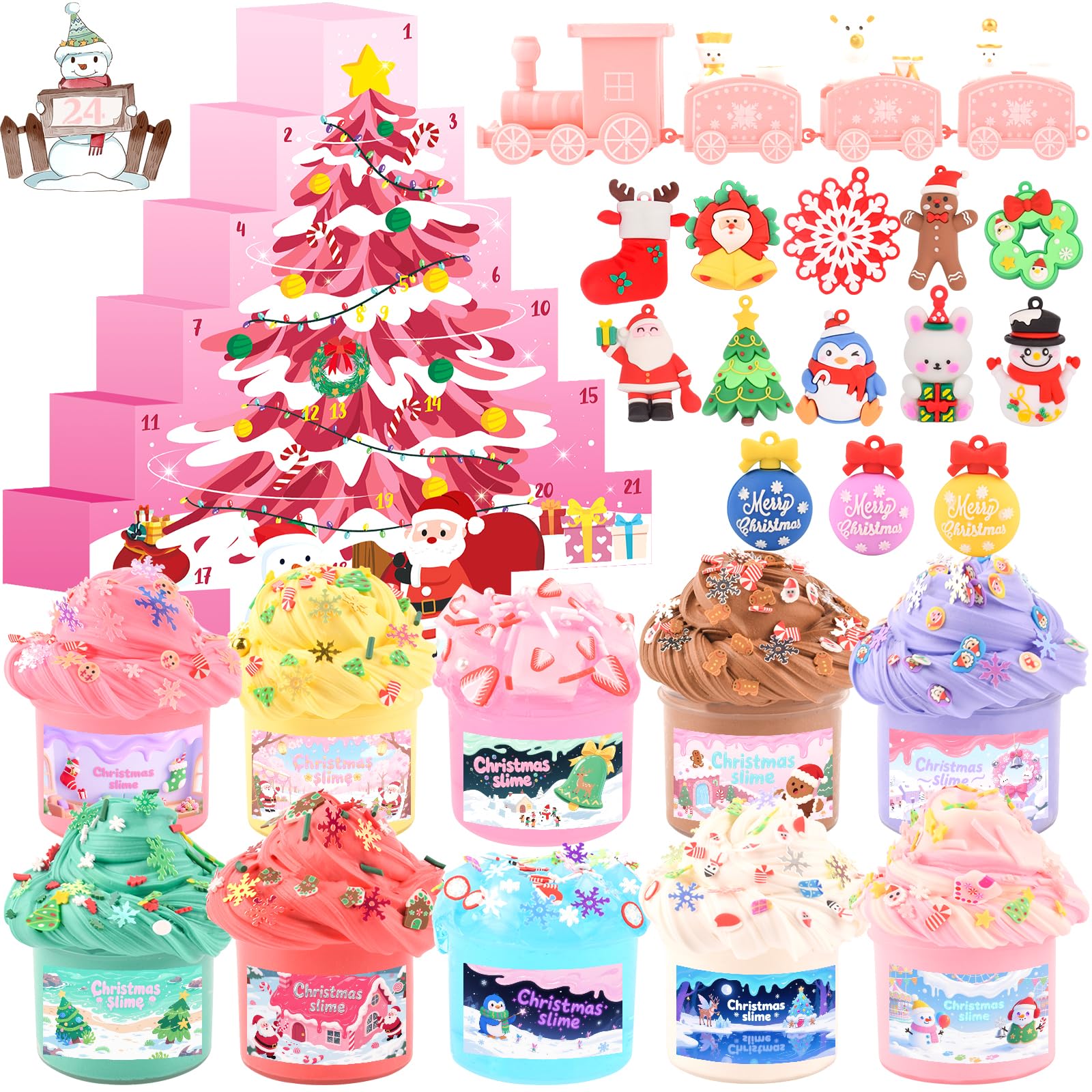 Tuupowana Pink Christmas Slime Advent Calendar box showing the complete kit for holiday slime play.