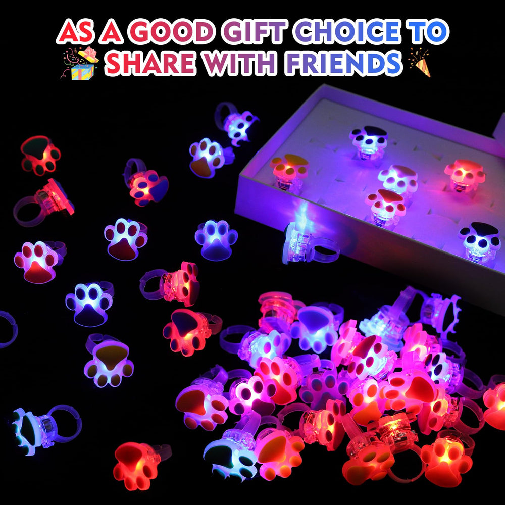 TUWUNA glowing paw rings in blue and red for glow-in-the-dark celebrations