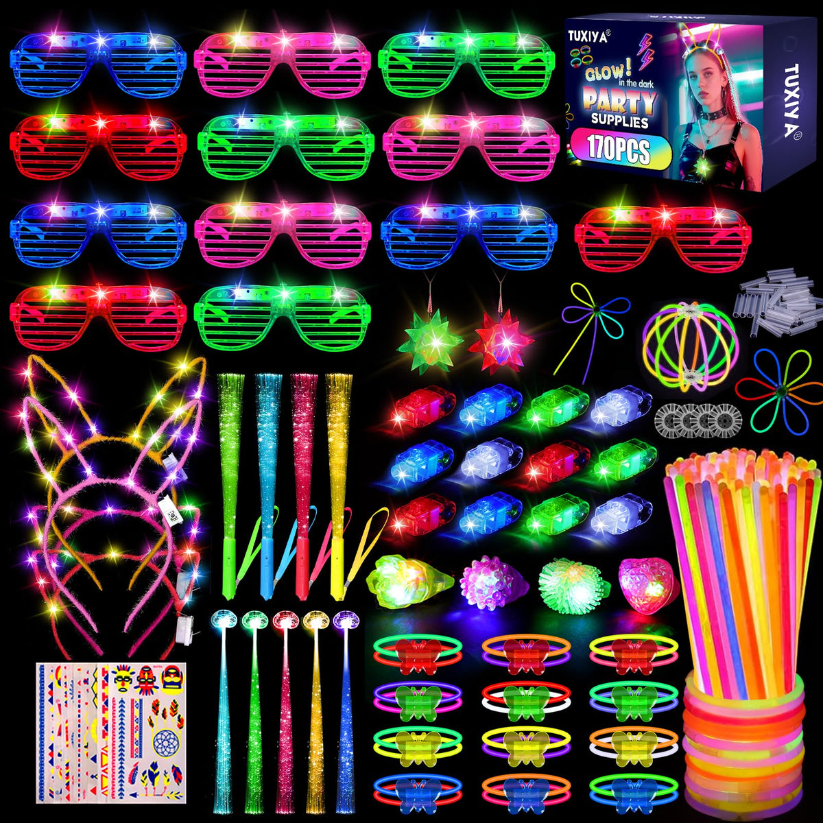 TUXIYA glow sticks illuminate adult celebrations with bright, long-lasting light.