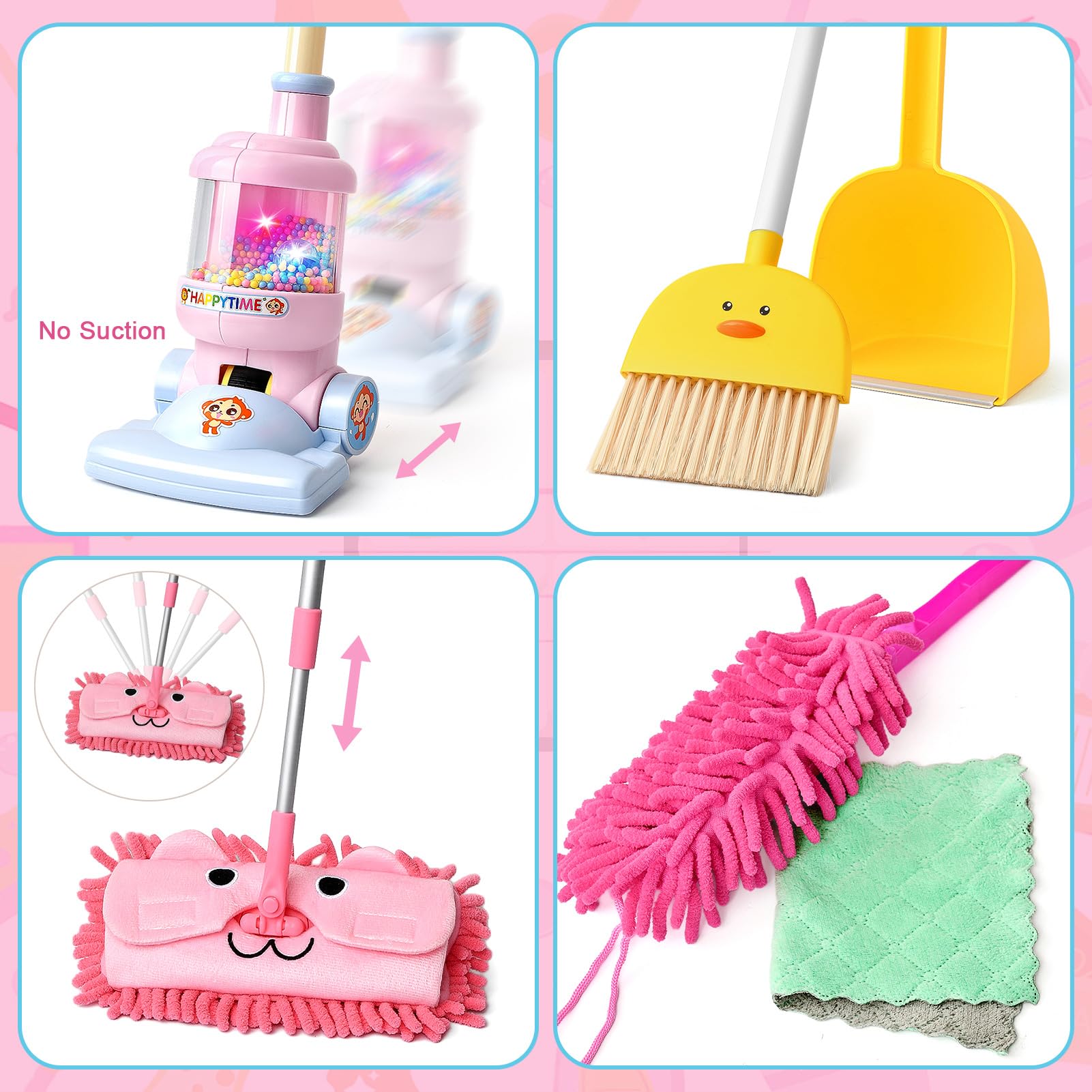 TUZT broom toy supports role play and motor skill development.