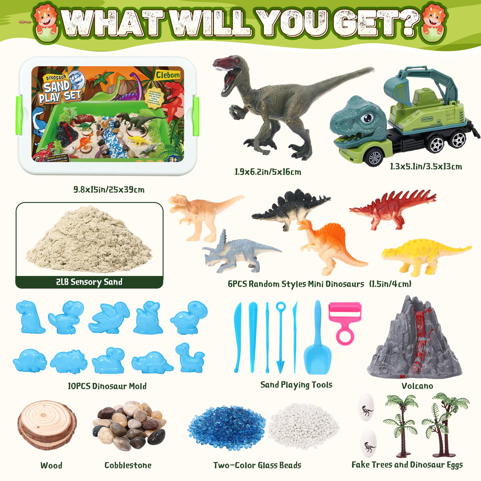 TUZT 10 dinosaur molds for creative sand worlds