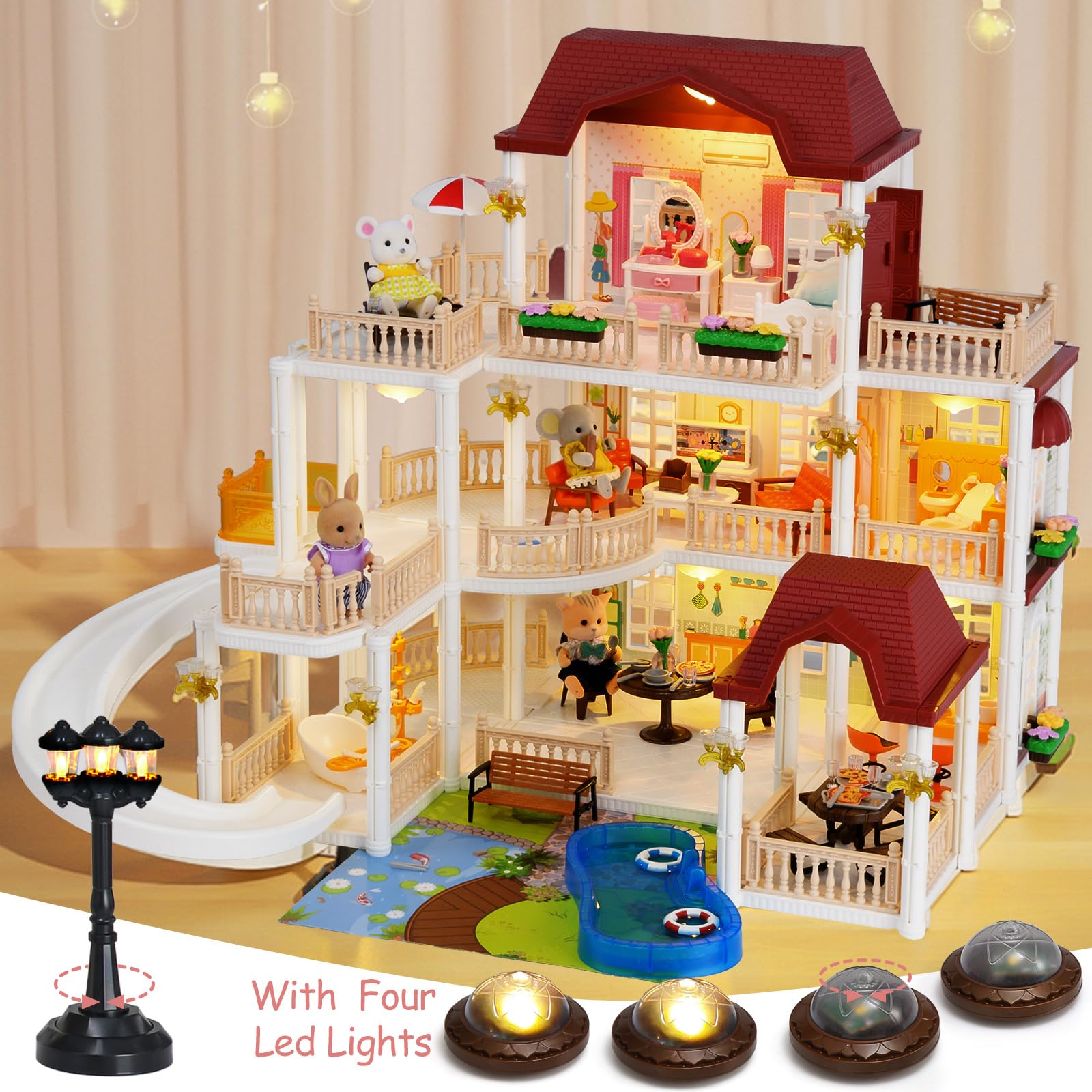 TUZT doll house kitchen and dining area for pretend meals