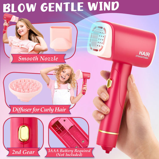 TUZT hair dryer with sound adds realism during playtime.