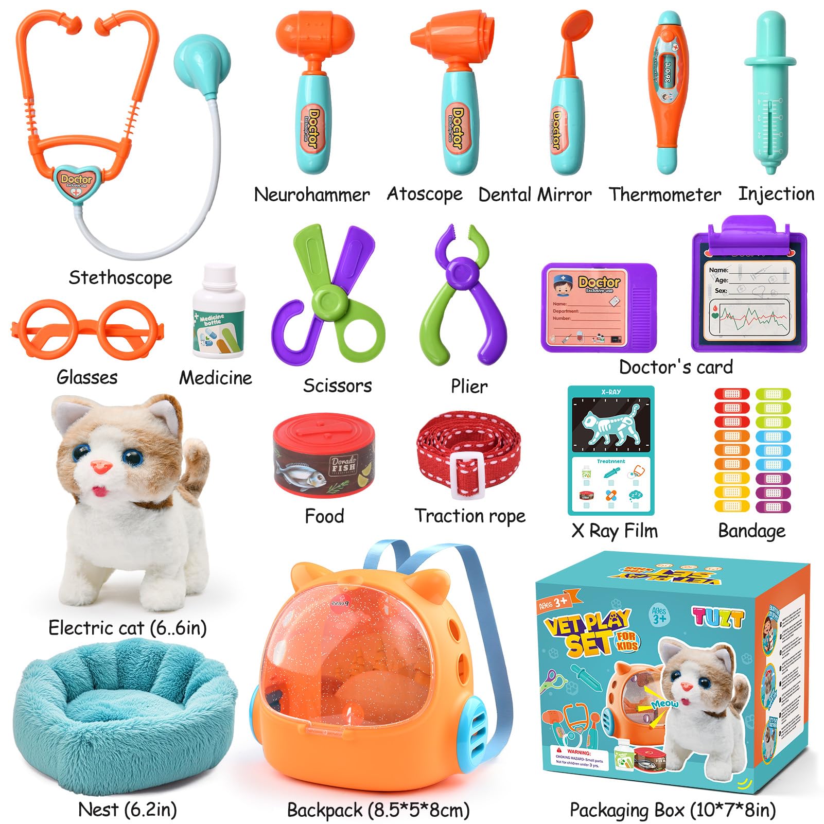 TUZT medical accessories with stethoscope for engaging veterinary role-play.