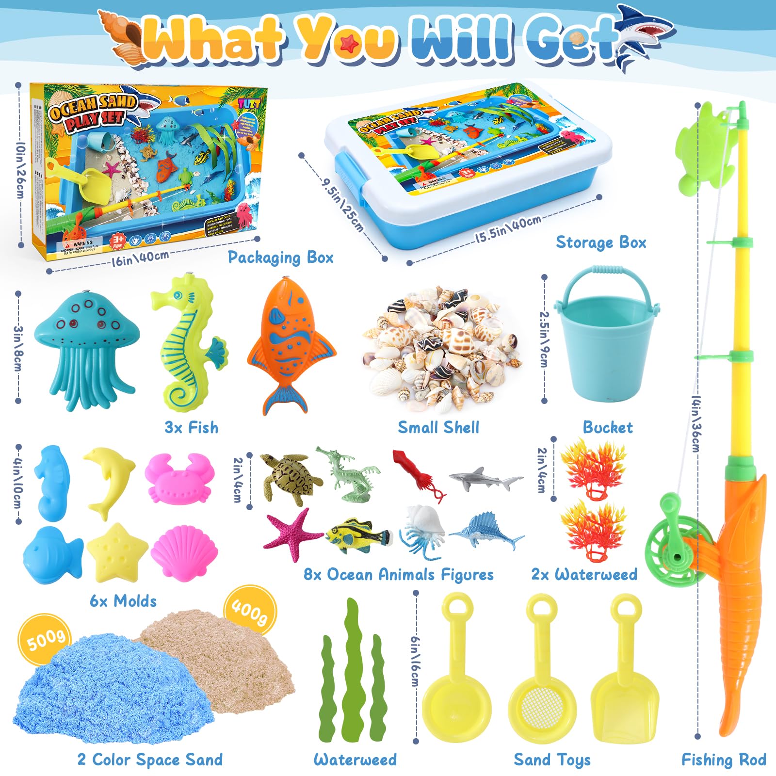 TUZT Ocean Sensory Bin eight ocean animals for imaginative scenes