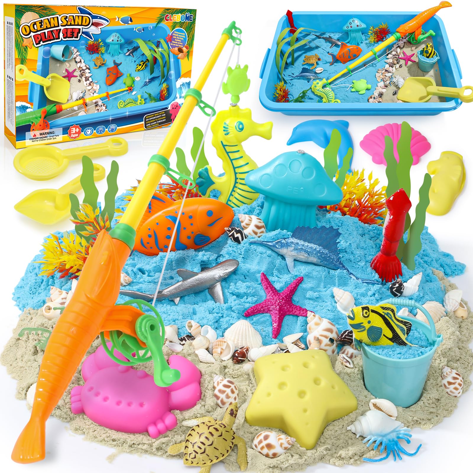 TUZT Ocean Sensory Bin storage box with colorful sand for creative play