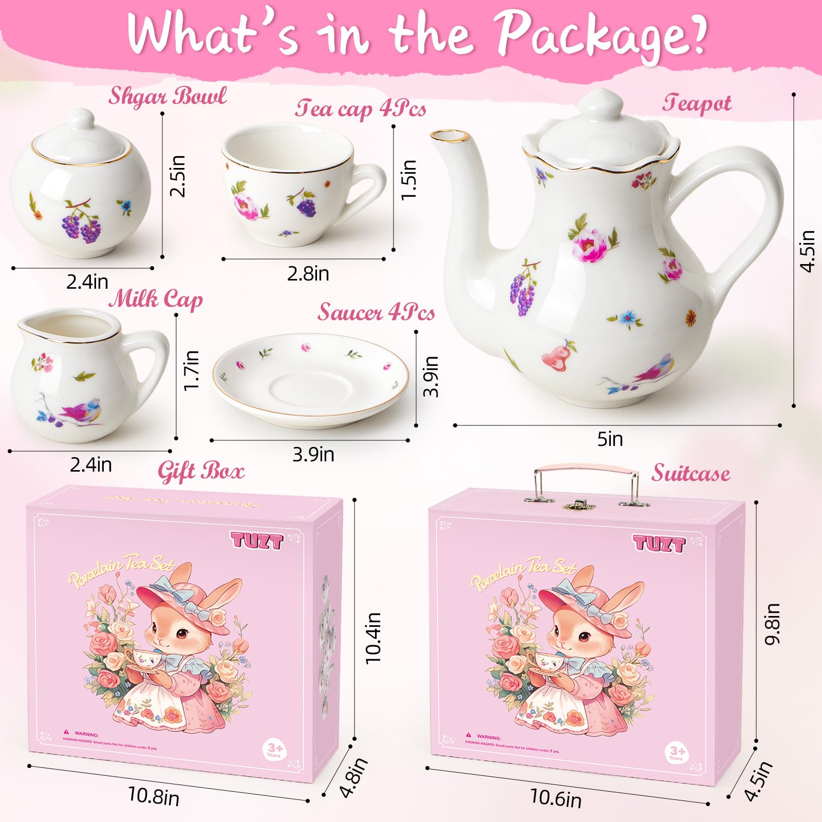 TUZT porcelain pieces with BPA-free glaze designed for gentle play.