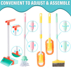 TUZT broom and dustpan with comb teeth for easy dirt pickup