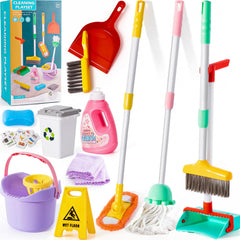 TUZT toddler cleaning set overview with 14 pieces for pretend play and learning