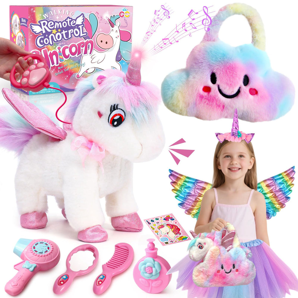 TUZT walking talking remote control unicorn toy in action for interactive pretend play