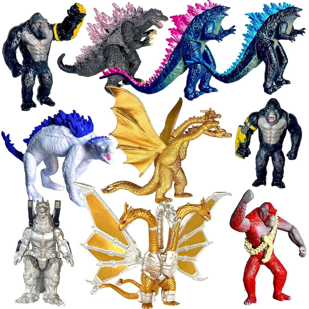 TwCare Godzilla x Kong battle figures set for dynamic display and cake toppers.