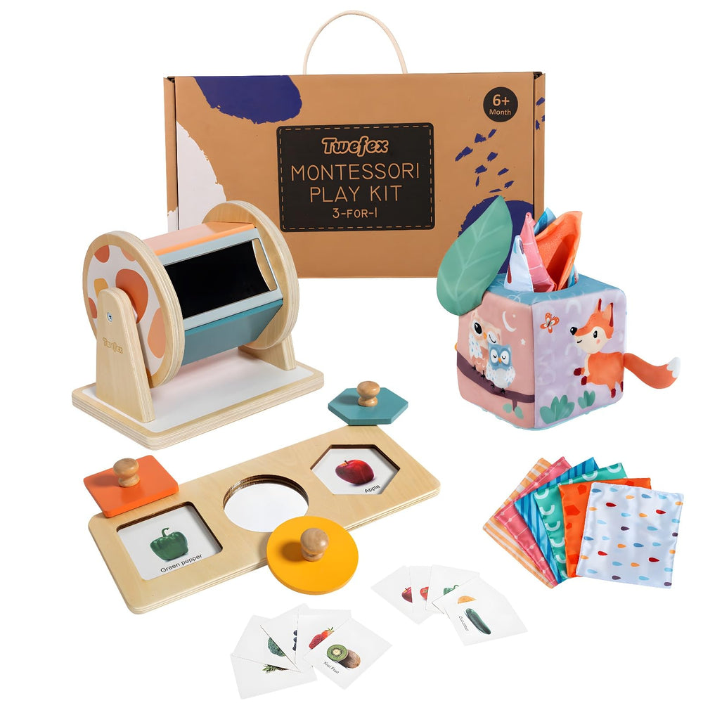 Twefex Montessori spinning drum engaging baby hands with color and motion