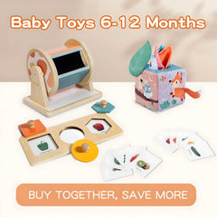 Twefex tissue box toy sparks exploration with mirror and crinkle leaf