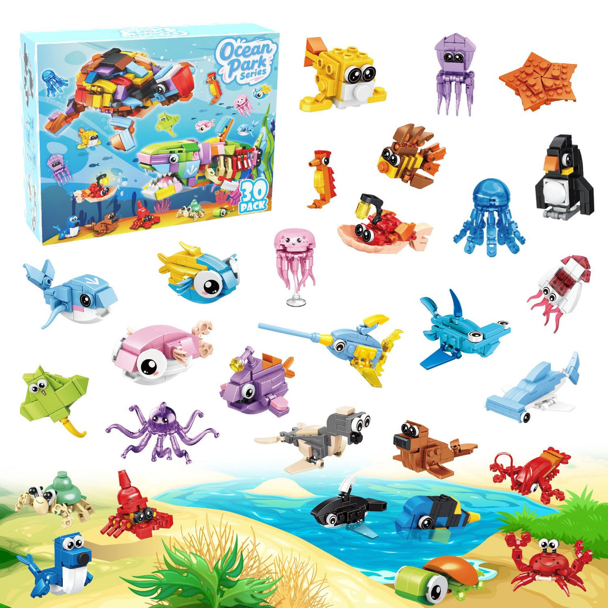 TWERF Ocean party favors with mini building blocks for undersea fun