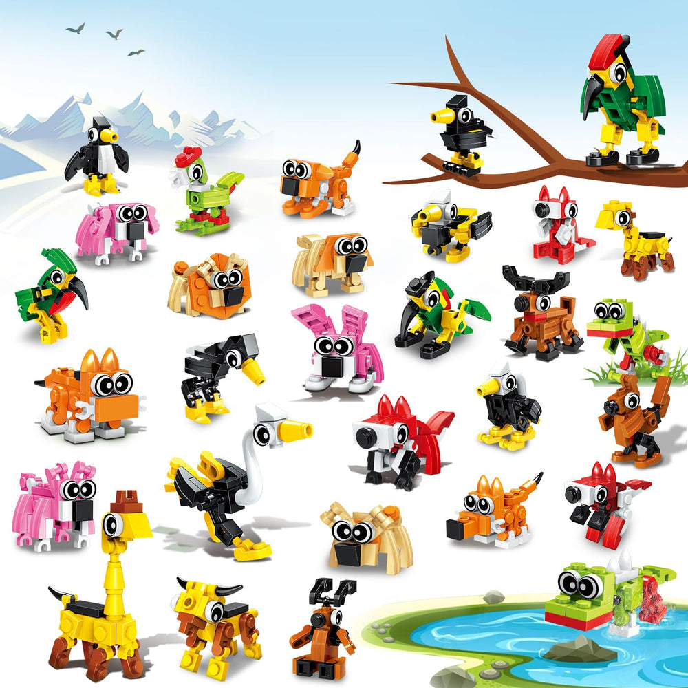 TWERF Valentines animals building blocks, perfect party favors for kids