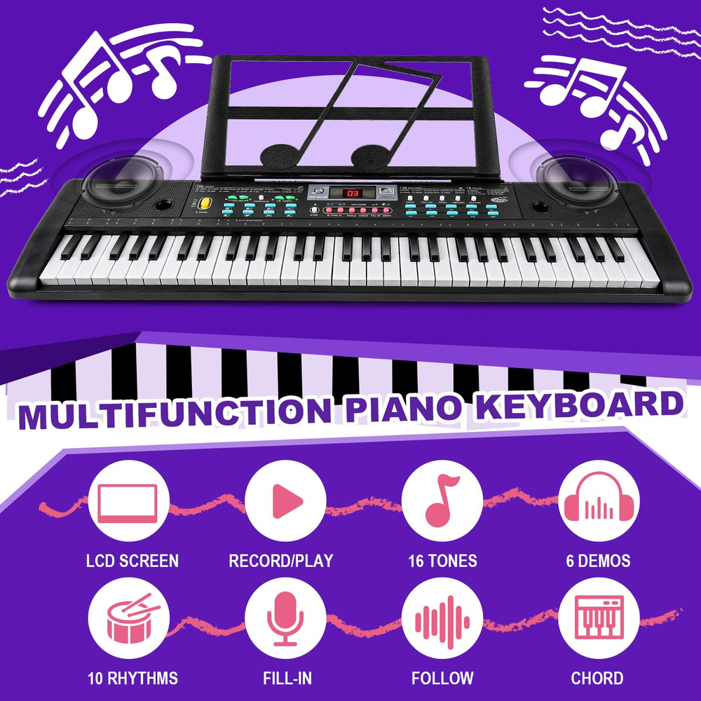 TWFRIC Kids 61-key piano ABS plastic build ensures safe, durable play