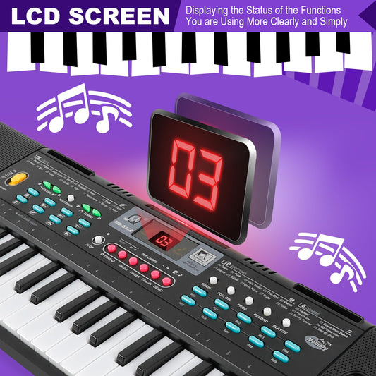 TWFRIC Kids 61-key piano LCD display guides tones and rhythms for learners
