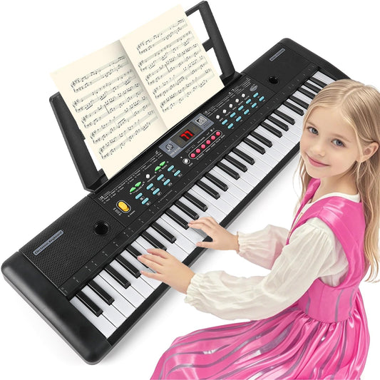 TWFRIC Kids 61-key piano with microphone invites singing and mini-performances