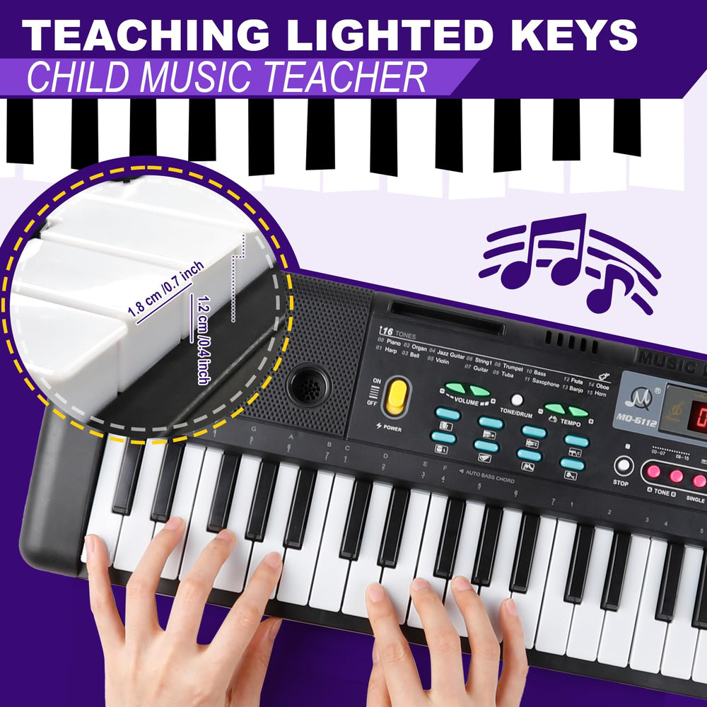 TWFRIC Kids 61-key piano portable size enables home or travel play