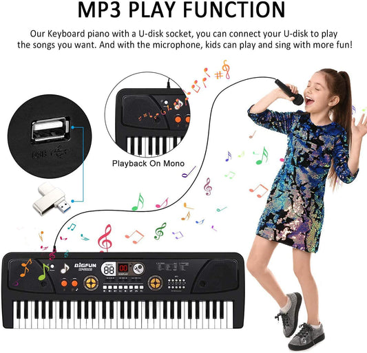 TWFRIC kids keyboard with microphone for singing and performance