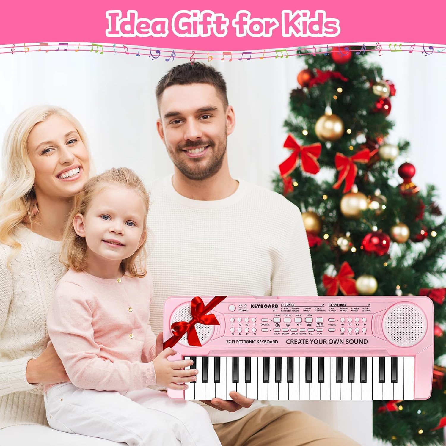 TWFRIC Kids Piano pink USB/battery power keeps playtime flexible anywhere