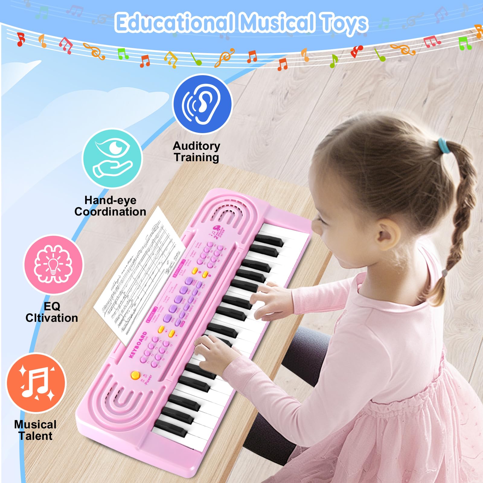 TWFRIC kids piano record playback feature lets young composers hear their ideas.