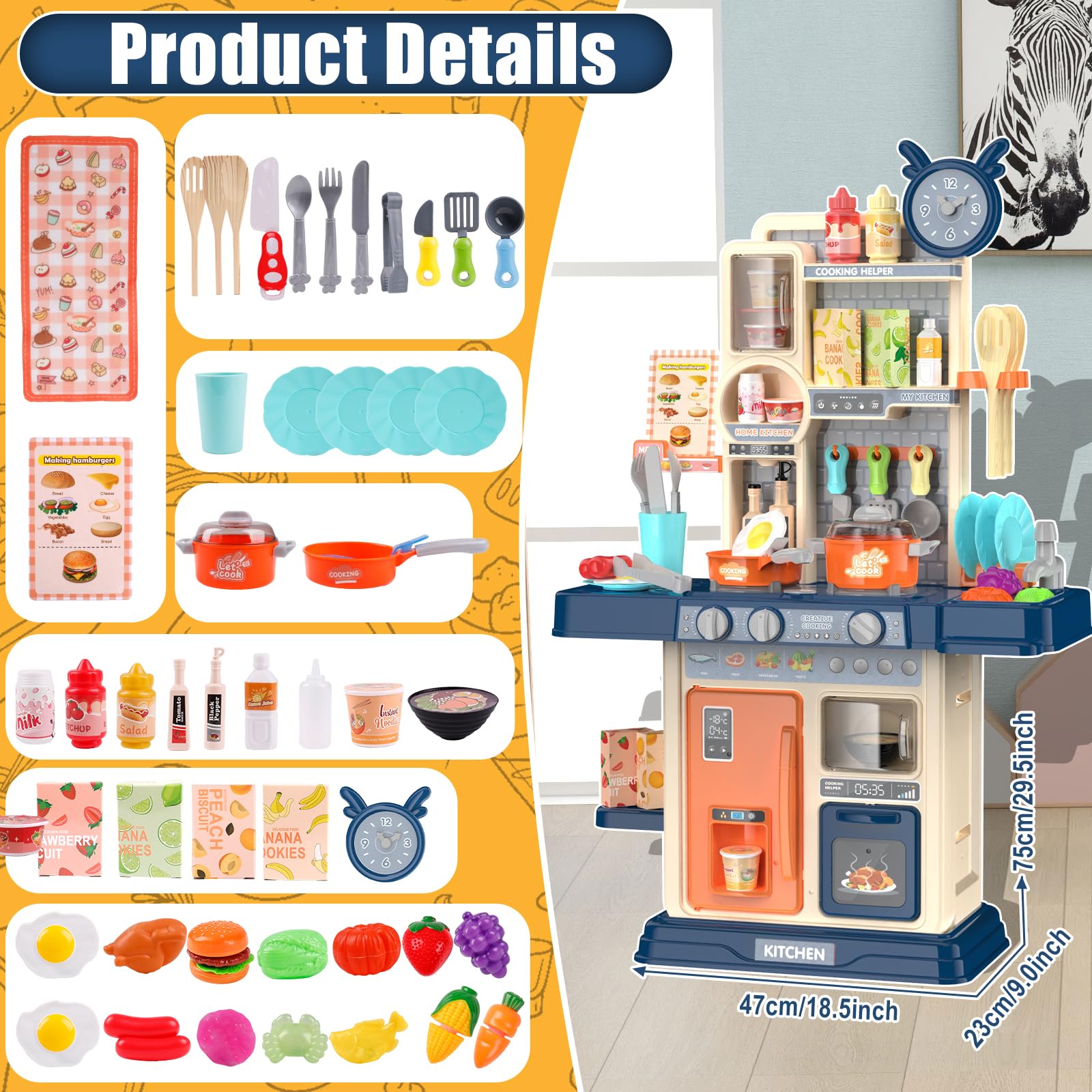 TWFRIC play kitchen blue pretend food set with vegetables boosts imaginative meal prep