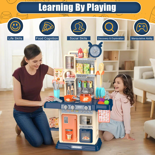 TWFRIC play kitchen blue sink encourages role play and daily routine familiarity