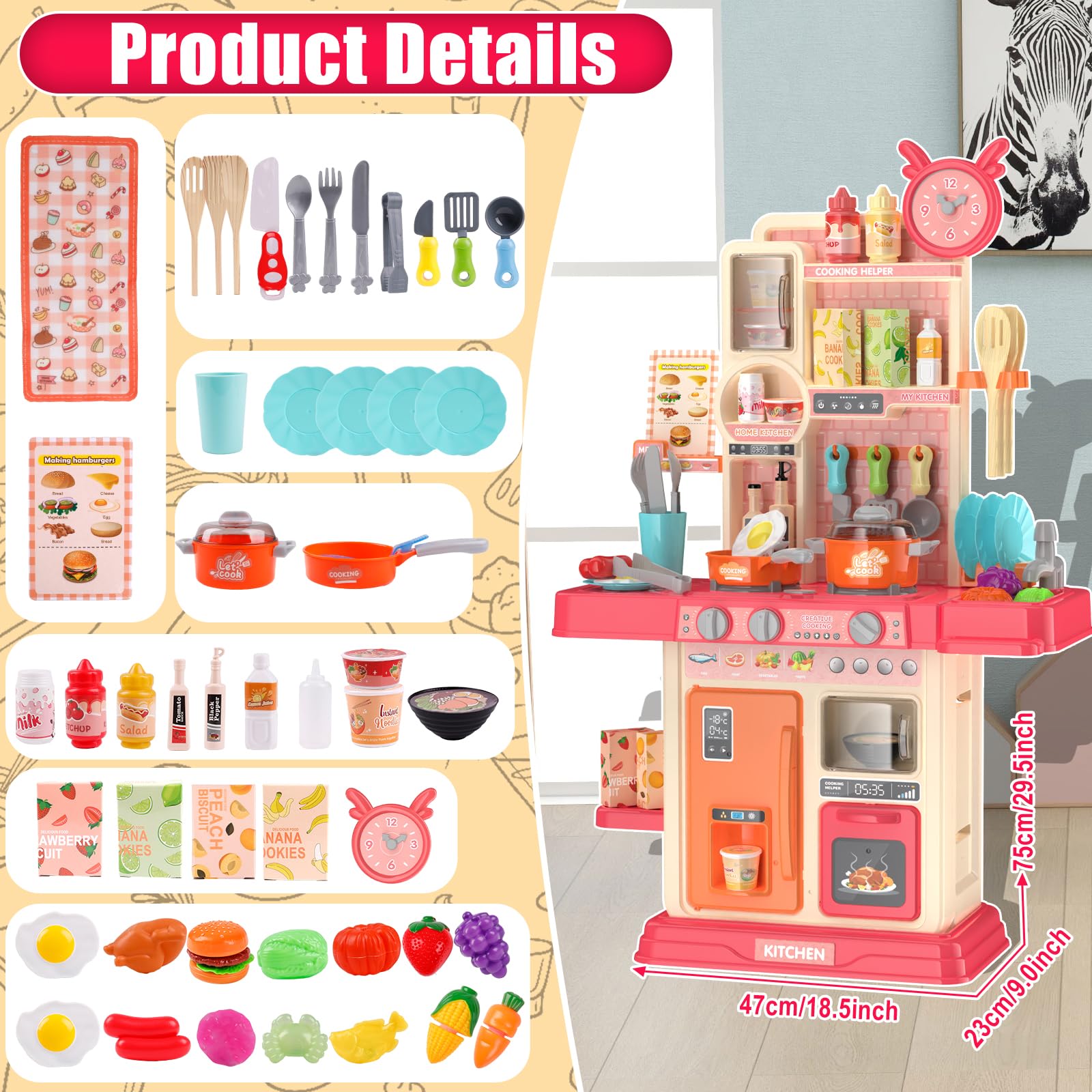 TWFRIC Play Kitchen pretend food set with vegetables promotes recognition and creativity.