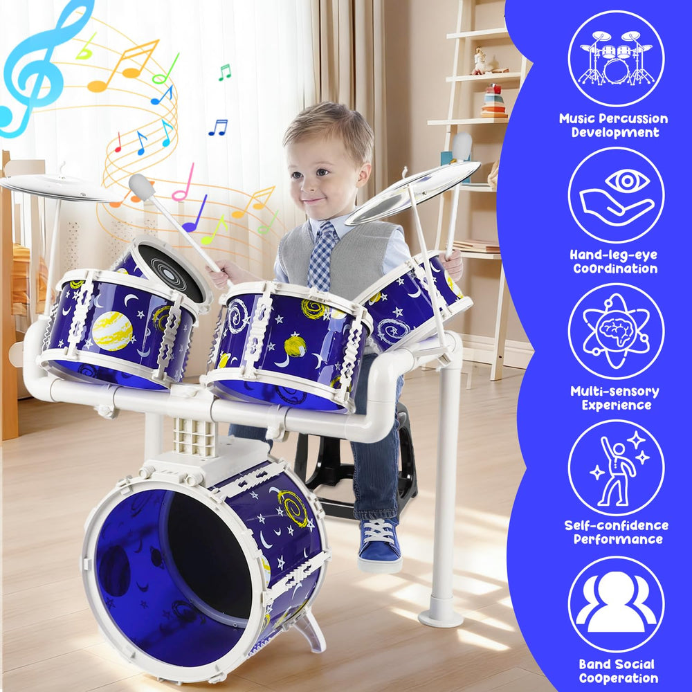 TWFRIC toy drum kit cymbals ideal for rhythmic accents and light music.