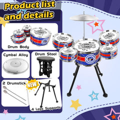 TWFRIC toy drum set on carpet for cozy home practice