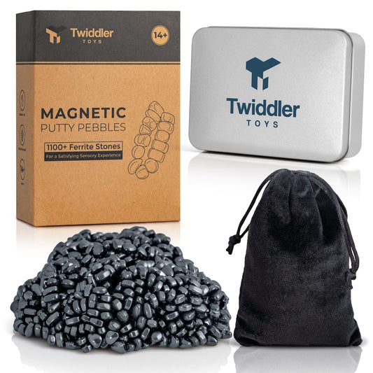 Twiddler Toys Magnetic Putty Pebbles close-up view of 1100 ferrite stones for tactile play