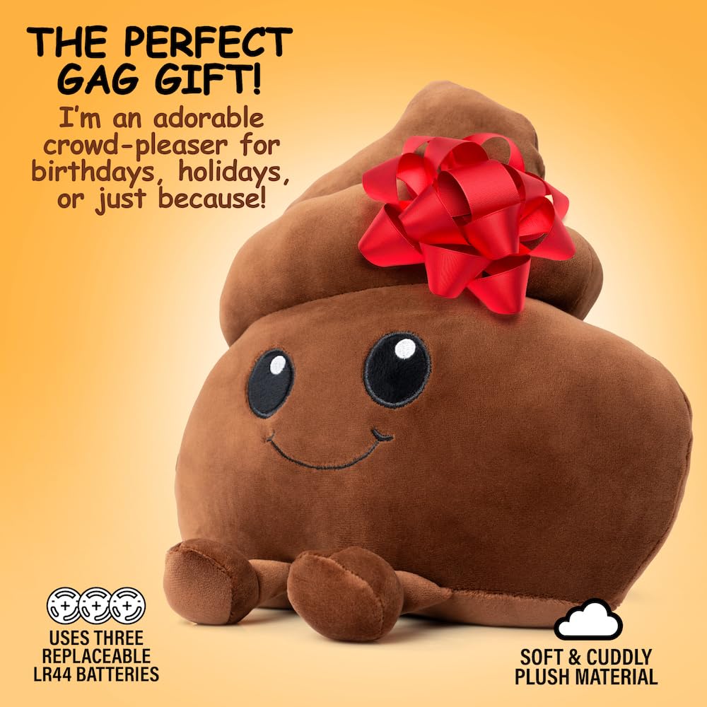 Twiddler Toys Poop Emoji Plush 11-inch durable stitching supports playful use.