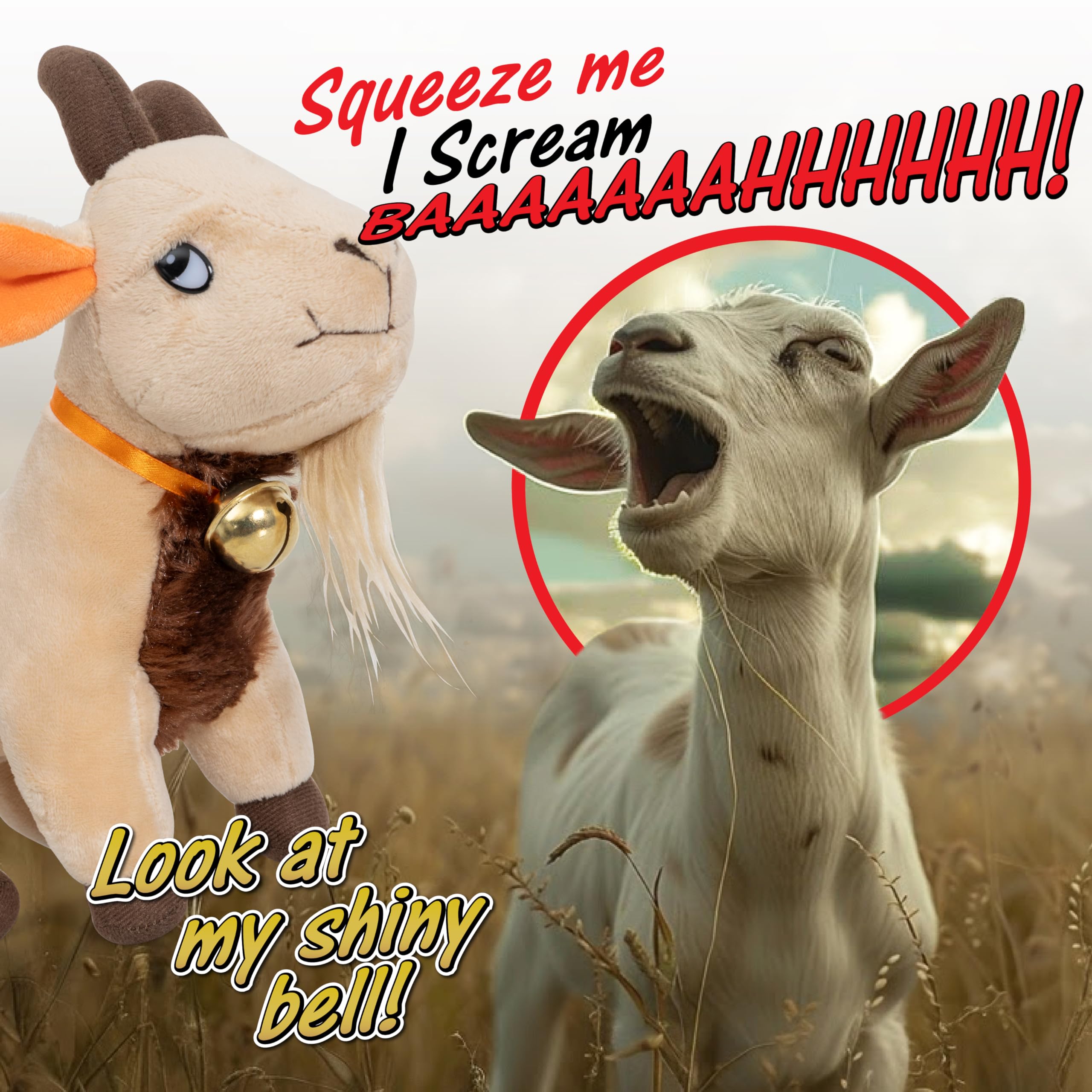 Twiddler Toys Screaming Goat close-up shows soft plush fabric.