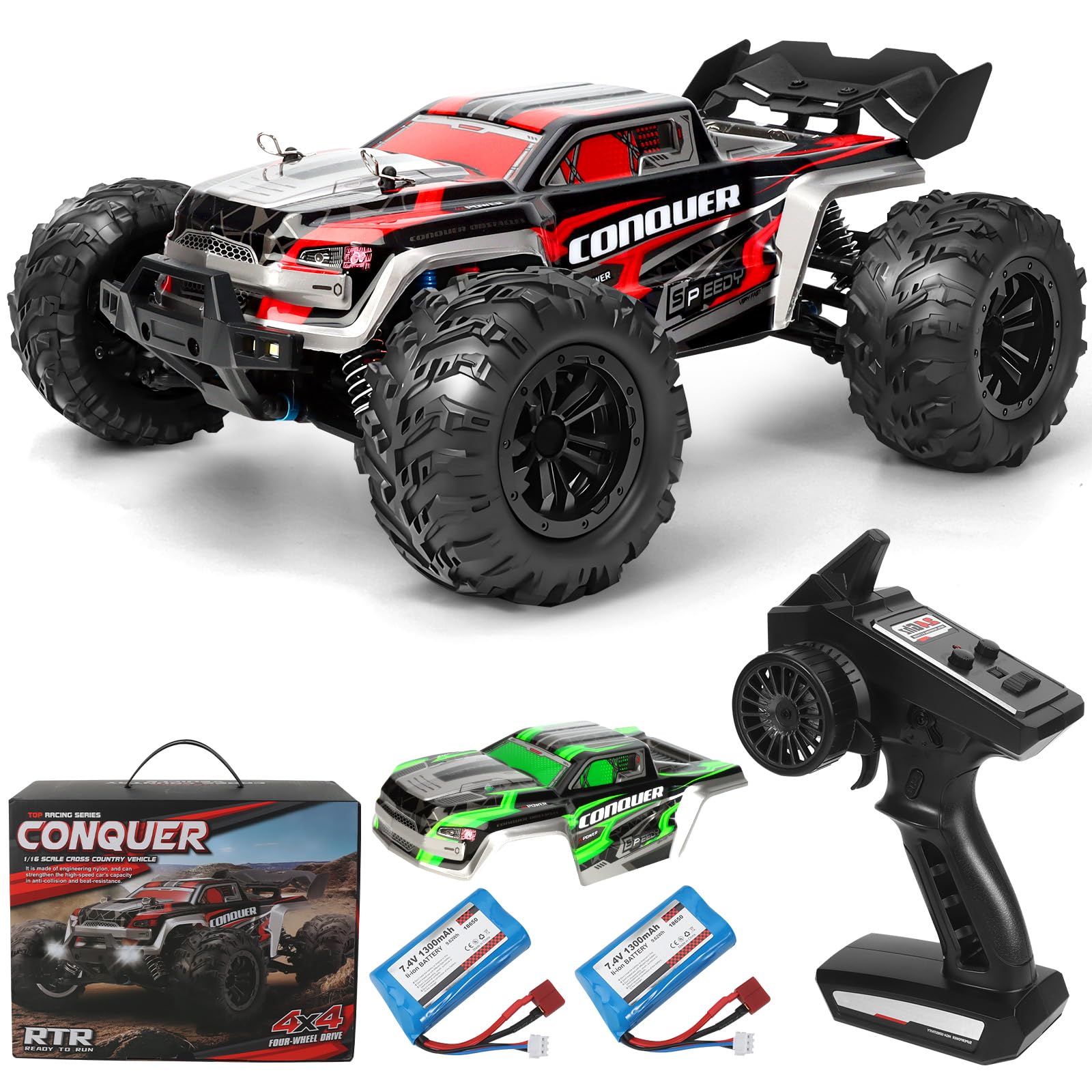 TWIKOMI 1:16 RC car front view reveals rugged off-road design for challenging terrain