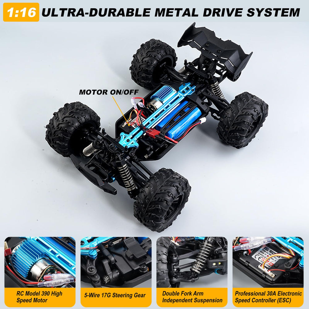 TWIKOMI 1:16 RC car 4WD metal gear detail highlights robust drive system for rough terrain