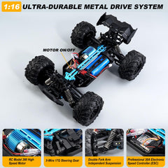 TWIKOMI 1:16 RC car 4WD metal gear detail highlights robust drive system for rough terrain