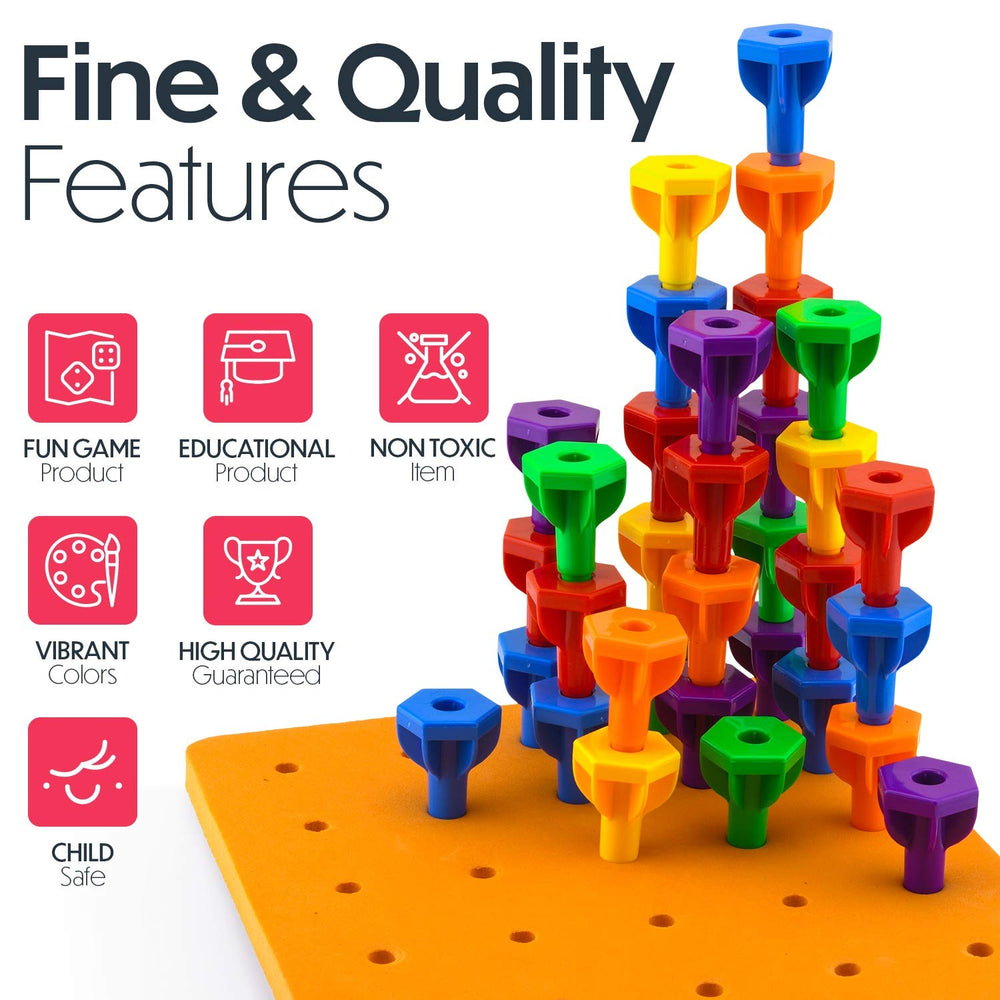 Twinkle me oversized hexagon pegs help little ones grasp and coordinate fingers.