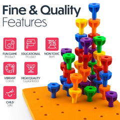 Twinkle me oversized hexagon pegs help little ones grasp and coordinate fingers.
