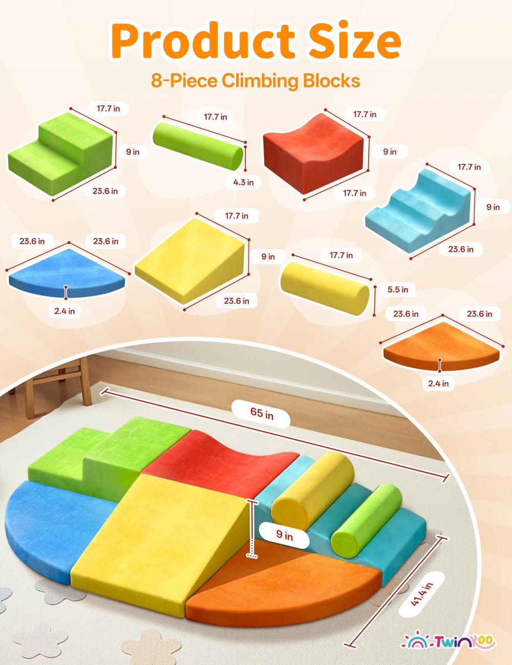 Twinkoo foam blocks soft cushioning highlights gentle play and injury-free exploration