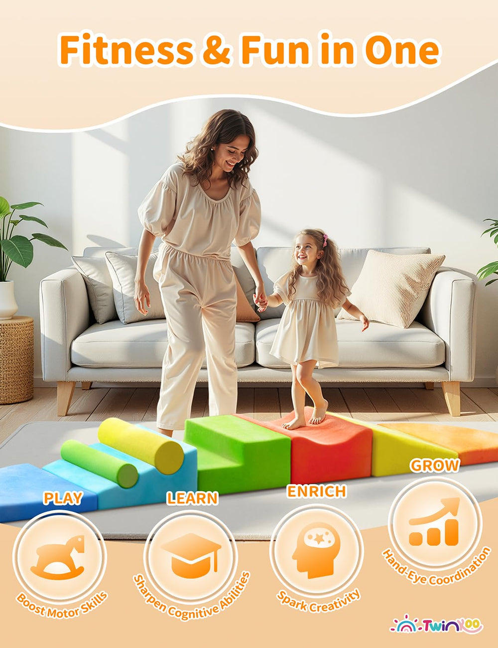 Twinkoo modular design enables multiple configurations to boost balance and motor skills