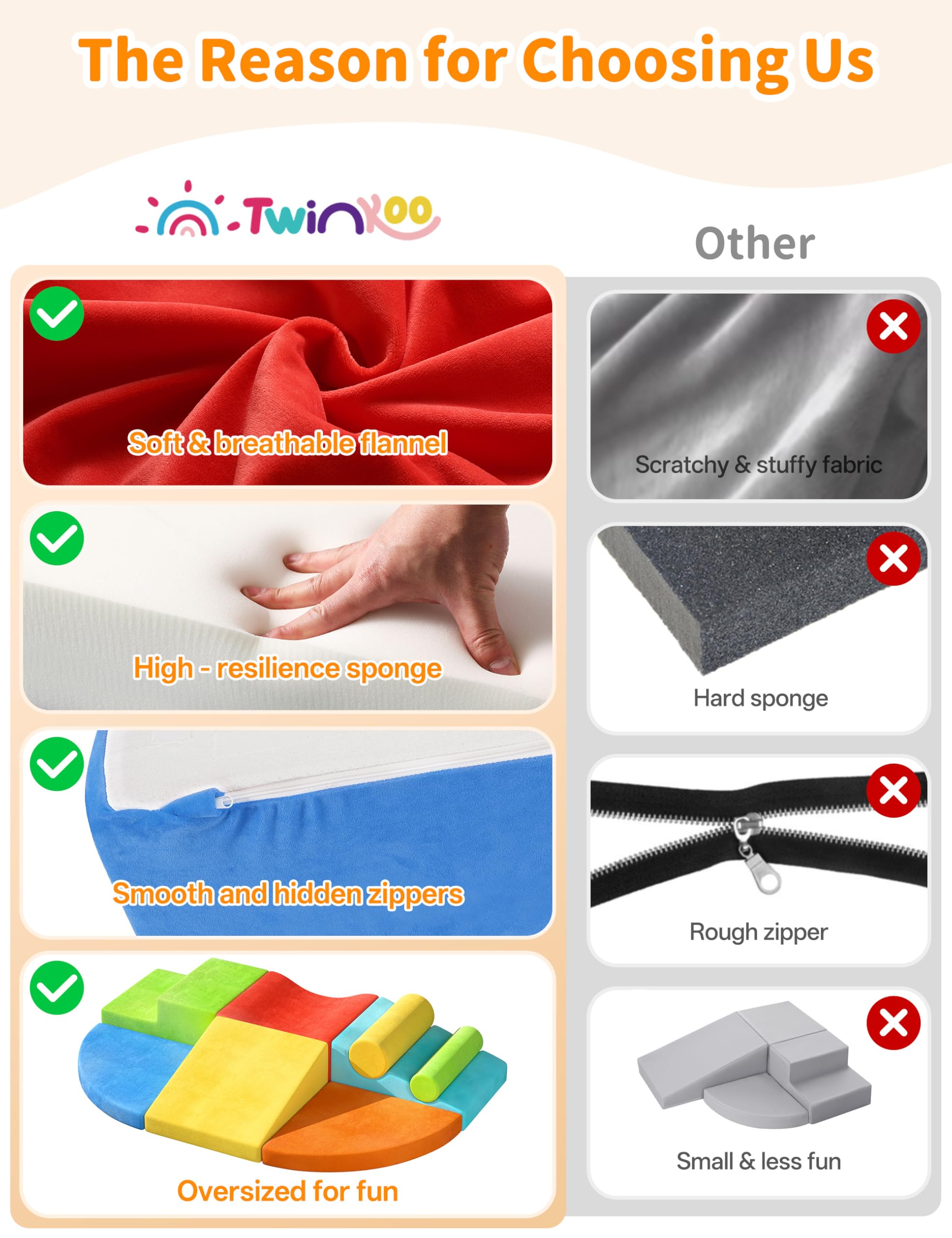 Twinkoo non-slip bottom keeps blocks steady during play