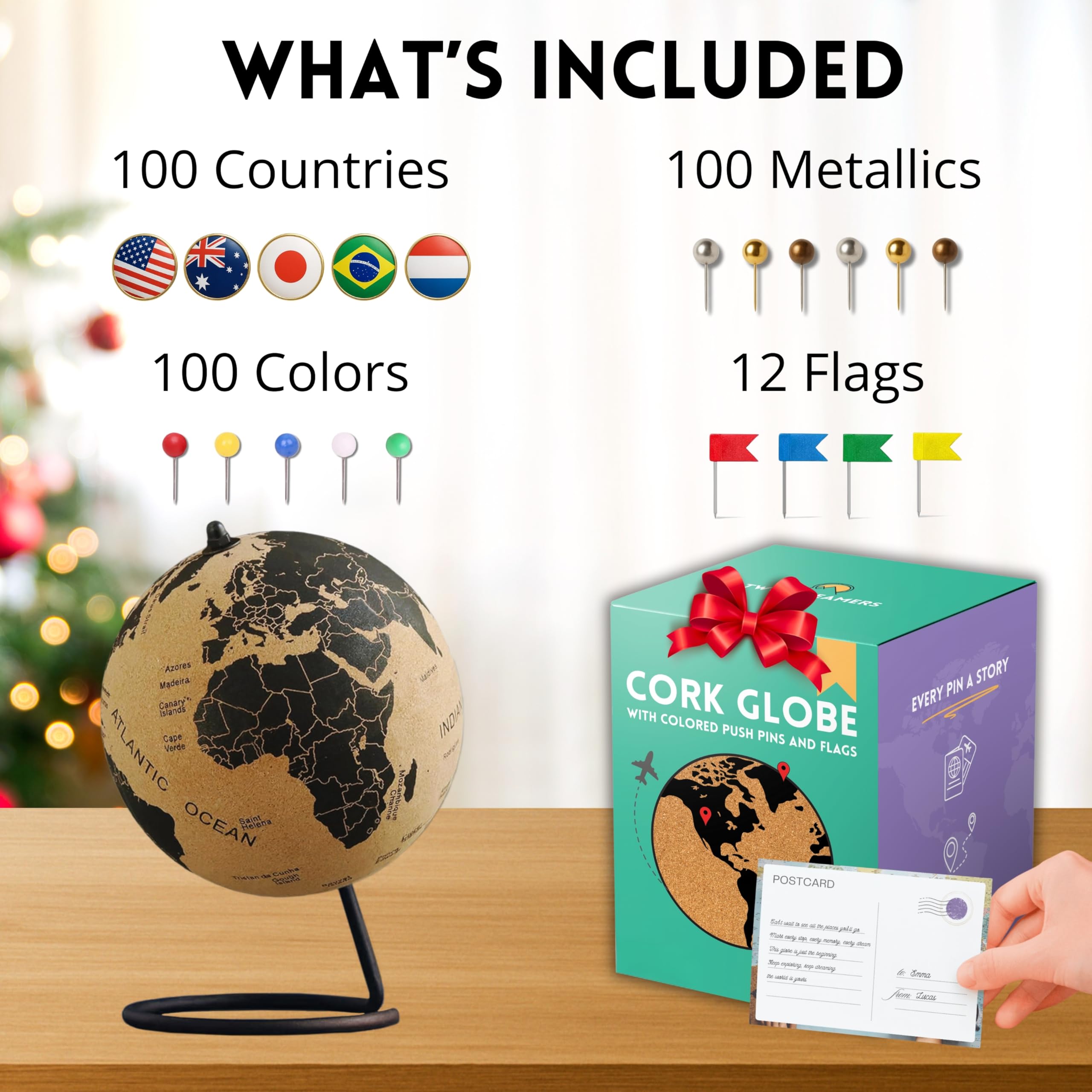 Two Dreamers flag pins pack provides national flag accents for visited places.