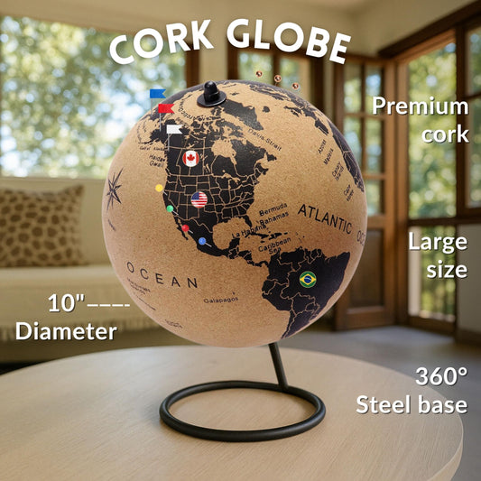 Two Dreamers world-map pins metallic highlight bright markers for milestones.