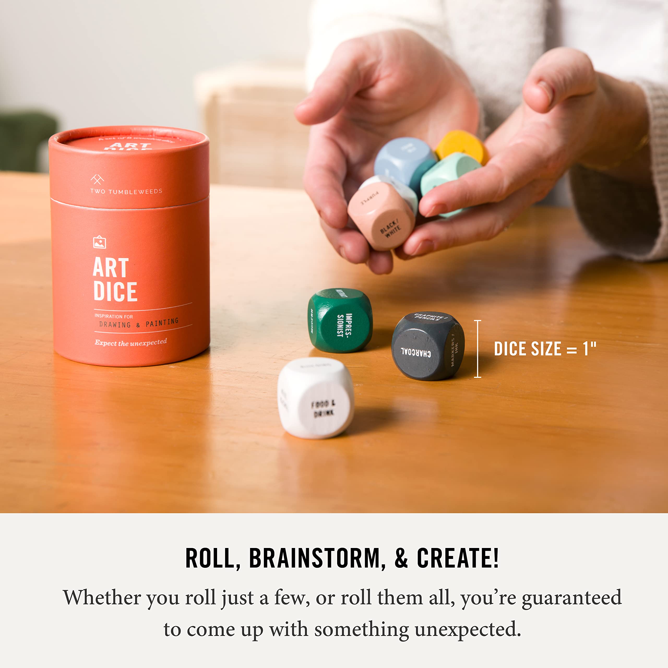 Two Tumbleweeds Art Dice used in classroom activity to unlock creativity