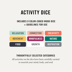 Two Tumbleweeds color-coded dice illustrate prompts that spark creativity and focus.