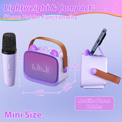 TWOBIGO mini karaoke Bluetooth 5.3 with two wireless mics for easy singing.