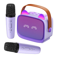 TWOBIGO mini karaoke with LED cat ears lights enhance kids' performances.